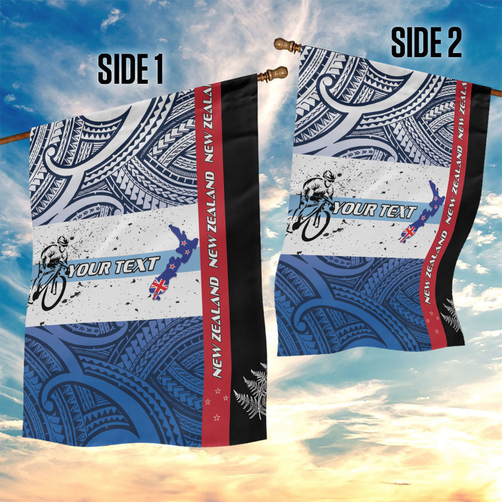 Personalised Cycling New Zealand Garden Flag Aotearoa Map Fern Maori Pattern LT22 - Polynesian Pride