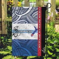 Personalised Cycling New Zealand Garden Flag Aotearoa Map Fern Maori Pattern LT22 Garden Flag Blue - Polynesian Pride