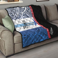 Personalised Cycling New Zealand Quilt Aotearoa Map Fern Maori Pattern