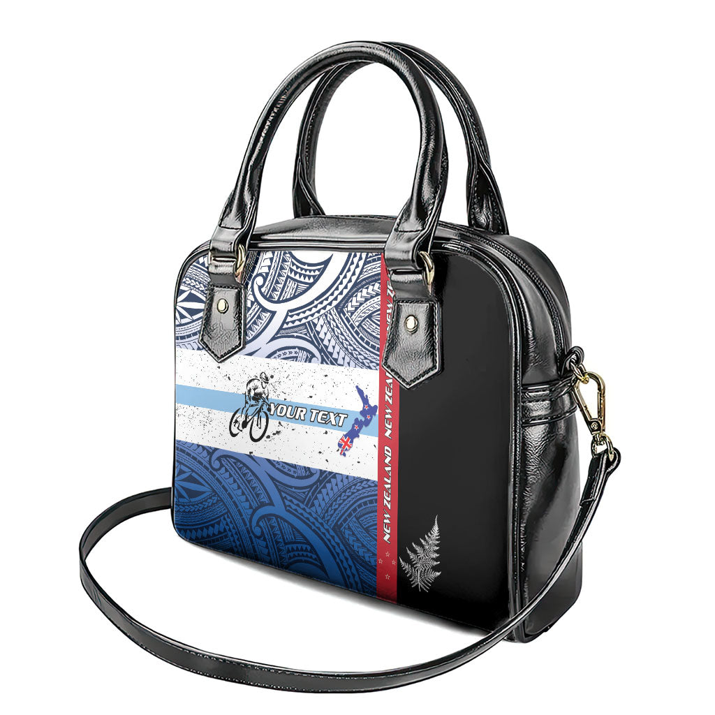Personalised Cycling New Zealand Shoulder Handbag Aotearoa Map Fern Maori Pattern