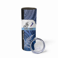Personalised Cycling New Zealand Skinny Tumbler Aotearoa Map Fern Maori Pattern LT22 - Polynesian Pride