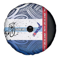 Personalised Cycling New Zealand Spare Tire Cover Aotearoa Map Fern Maori Pattern