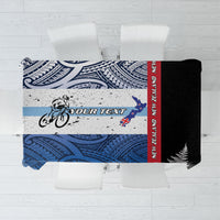 Personalised Cycling New Zealand Tablecloth Aotearoa Map Fern Maori Pattern