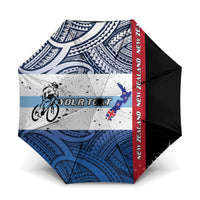 Personalised Cycling New Zealand Umbrella Aotearoa Map Fern Maori Pattern LT22 One Size Folded 11.42 inch Opened Diameter 37.4 inch Blue - Polynesian Pride