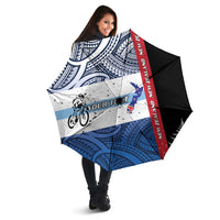 Personalised Cycling New Zealand Umbrella Aotearoa Map Fern Maori Pattern LT22 - Polynesian Pride