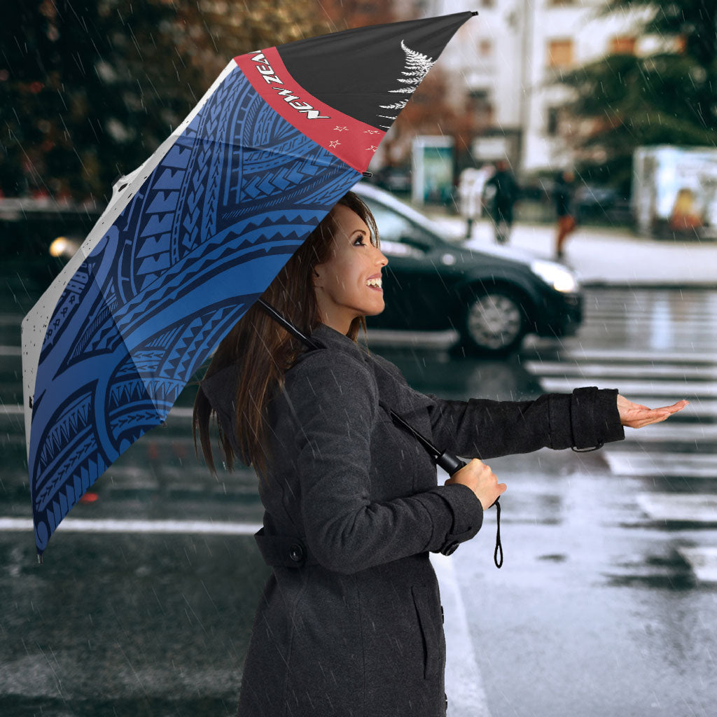 Personalised Cycling New Zealand Umbrella Aotearoa Map Fern Maori Pattern LT22 - Polynesian Pride