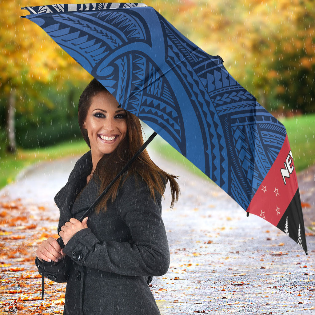 Personalised Cycling New Zealand Umbrella Aotearoa Map Fern Maori Pattern LT22 - Polynesian Pride