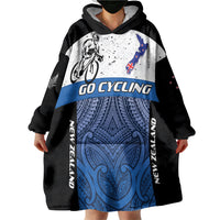 Personalised Cycling New Zealand Wearable Blanket Hoodie Aotearoa Map Fern Maori Pattern LT22 - Polynesian Pride