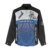 Personalised Cycling New Zealand Women Casual Shirt Aotearoa Map Fern Maori Pattern LT22 - Polynesian Pride