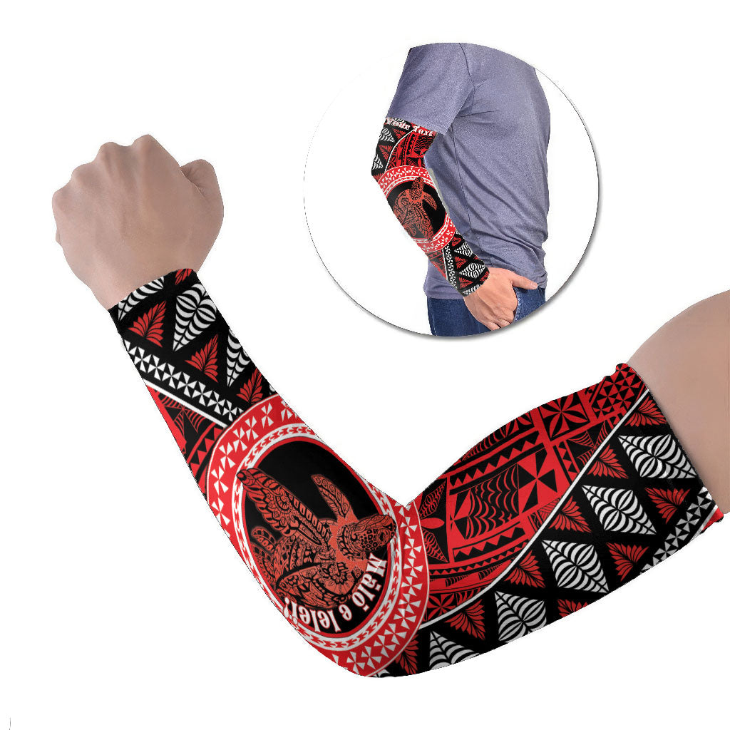 Personalised Tonga Language Week Arm Sleeves Heilala Turtle Malo E Lelei LT22 Set of 2 Red - Polynesian Pride