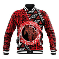 Personalised Tonga Language Week Baseball Jacket Heilala Turtle Malo E Lelei LT22 Unisex Red - Polynesian Pride