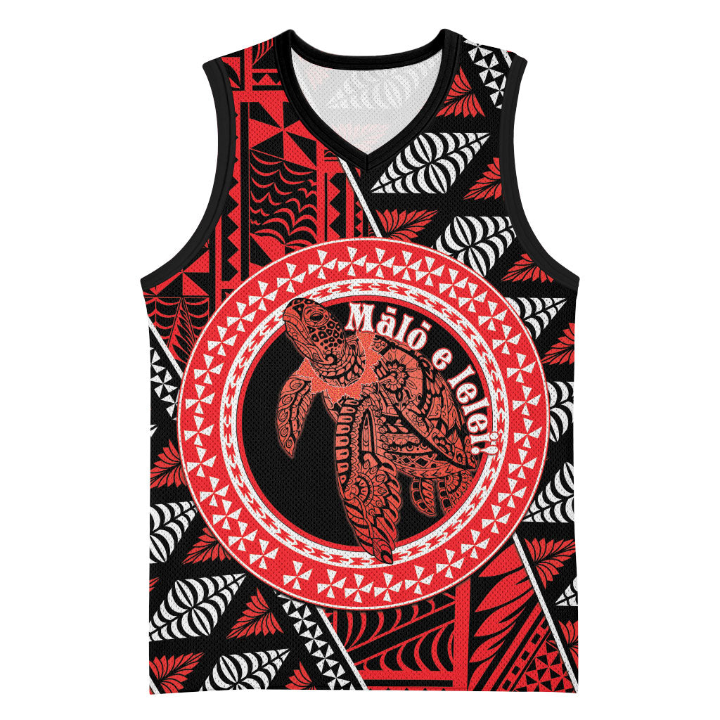 Personalised Tonga Language Week Basketball Jersey Heilala Turtle Malo E Lelei LT22 Unisex Red - Polynesian Pride