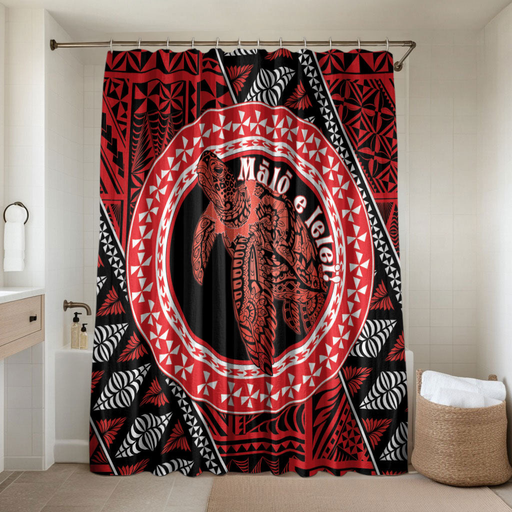 Tonga Language Week Bathroom Set Heilala Turtle Malo E Lelei LT22 Shower Curtain Only Red - Polynesian Pride