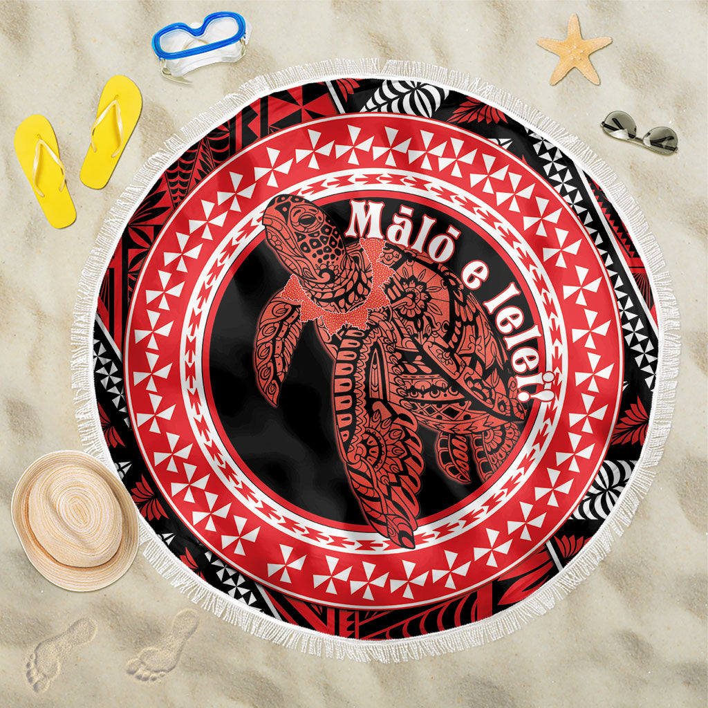 Tonga Language Week Beach Blanket Heilala Turtle Malo E Lelei LT22 One Size 150cm Red - Polynesian Pride