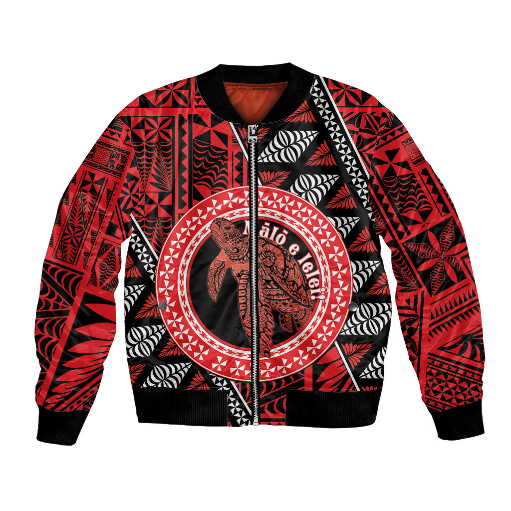 Personalised Tonga Language Week Bomber Jacket Heilala Turtle Malo E Lelei LT22 Unisex Red - Polynesian Pride