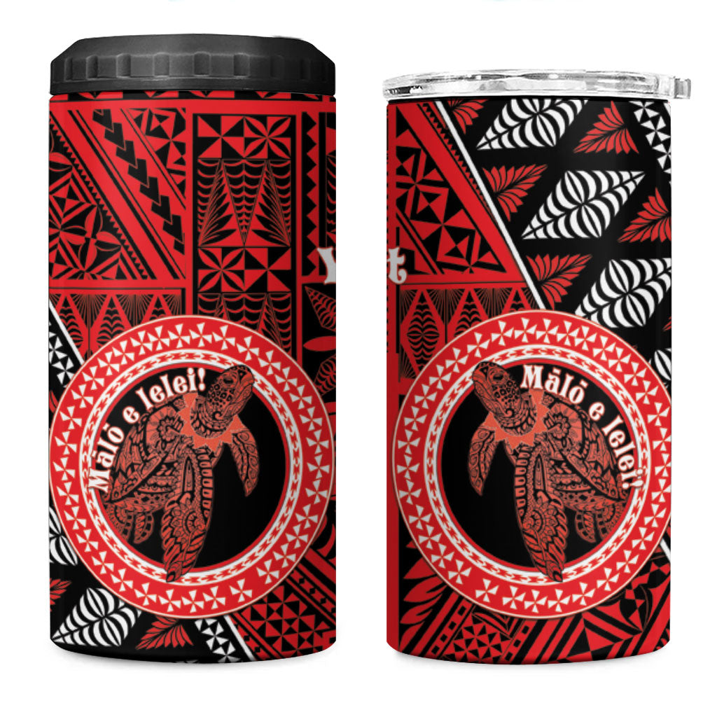 Personalised Tonga Language Week 4 in 1 Can Cooler Tumbler Heilala Turtle Malo E Lelei LT22 One Size: 16 oz Red - Polynesian Pride