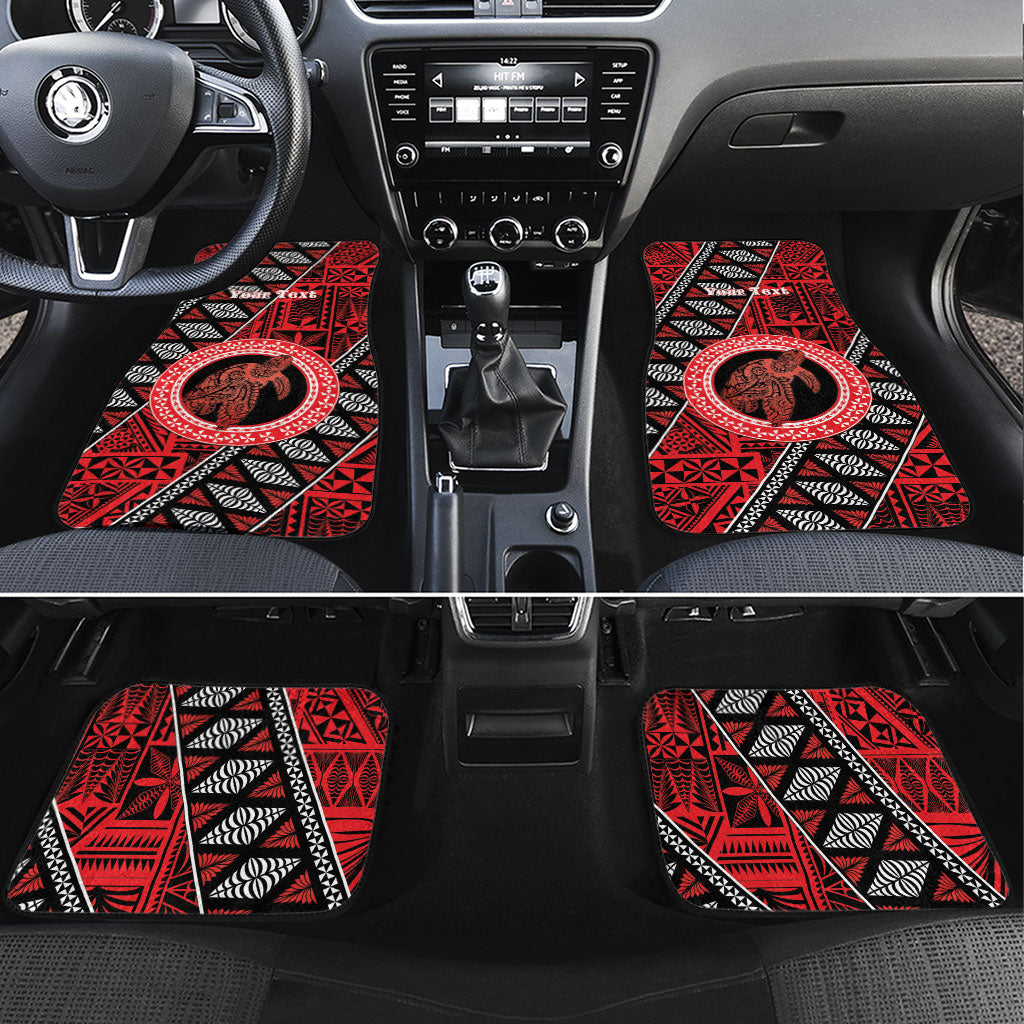 Personalised Tonga Language Week Car Mats Heilala Turtle Malo E Lelei LT22 Set 4pcs Red - Polynesian Pride