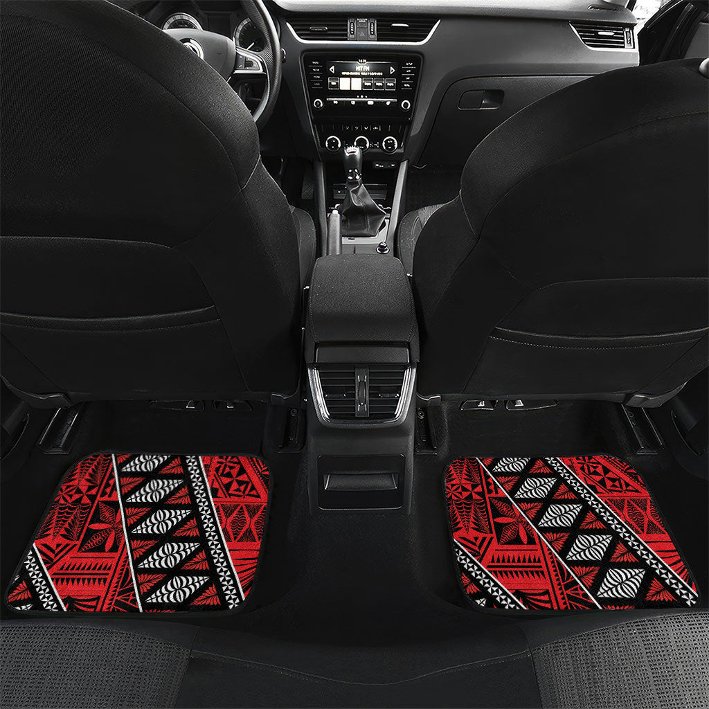 Personalised Tonga Language Week Car Mats Heilala Turtle Malo E Lelei LT22 Set 2pcs - Back Red - Polynesian Pride