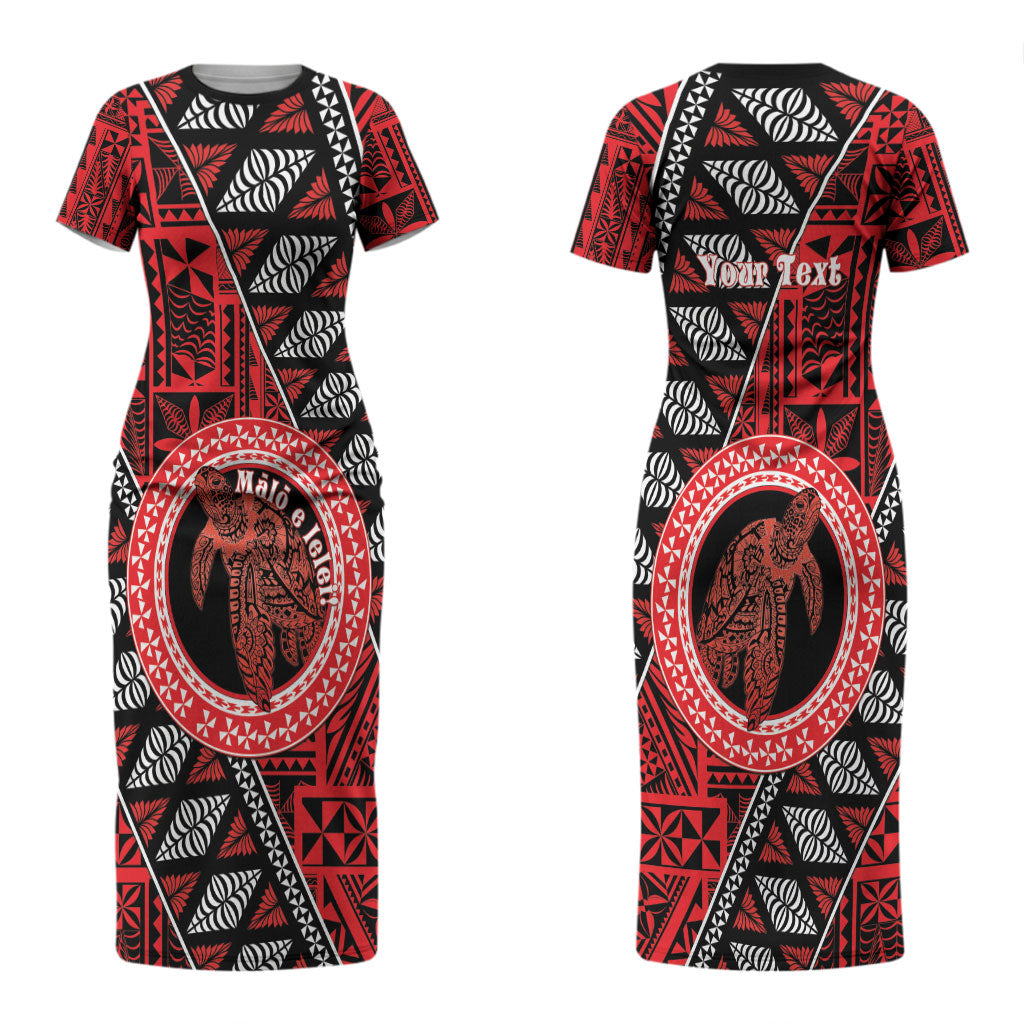 Personalised Tonga Language Week Couples Matching Short Sleeve Bodycon Dress and Long Sleeve Button Shirt Heilala Turtle Malo E Lelei LT22 - Polynesian Pride