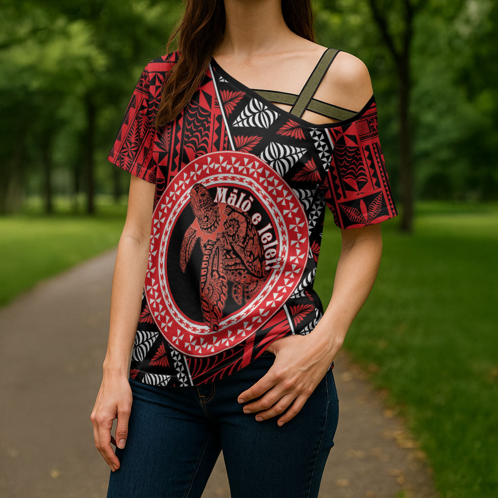 Personalised Tonga Language Week Cross Shoulder Shirt Heilala Turtle Malo E Lelei LT22 - Polynesian Pride