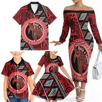 Personalised Tonga Language Week Family Matching Off The Shoulder Long Sleeve Dress and Hawaiian Shirt Heilala Turtle Malo E Lelei LT22 - Polynesian Pride