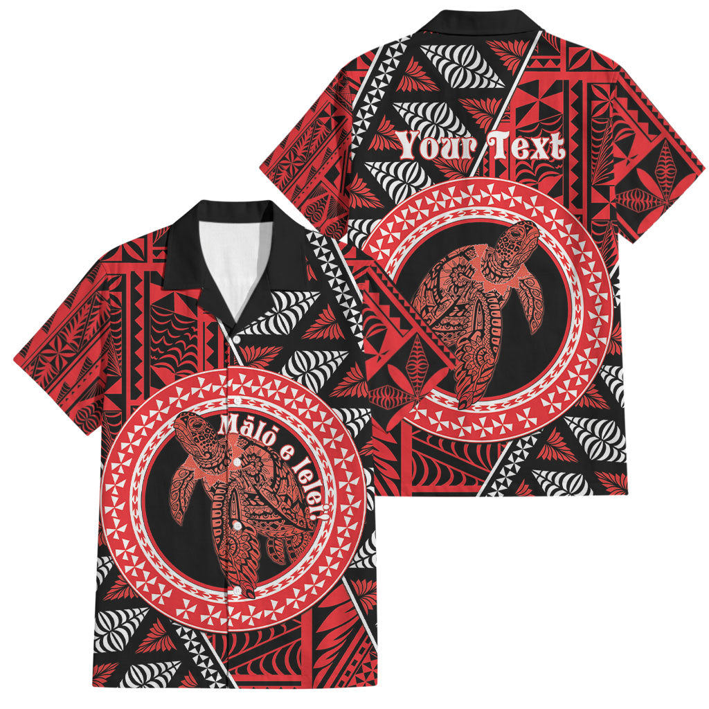 Personalised Tonga Language Week Family Matching Off The Shoulder Long Sleeve Dress and Hawaiian Shirt Heilala Turtle Malo E Lelei LT22 Dad's Shirt - Short Sleeve Red - Polynesian Pride