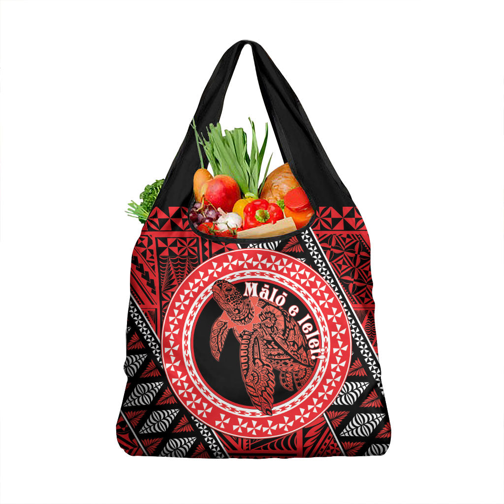 Tonga Language Week Grocery Bag Heilala Turtle Malo E Lelei LT22 1-pack One Size Red - Polynesian Pride
