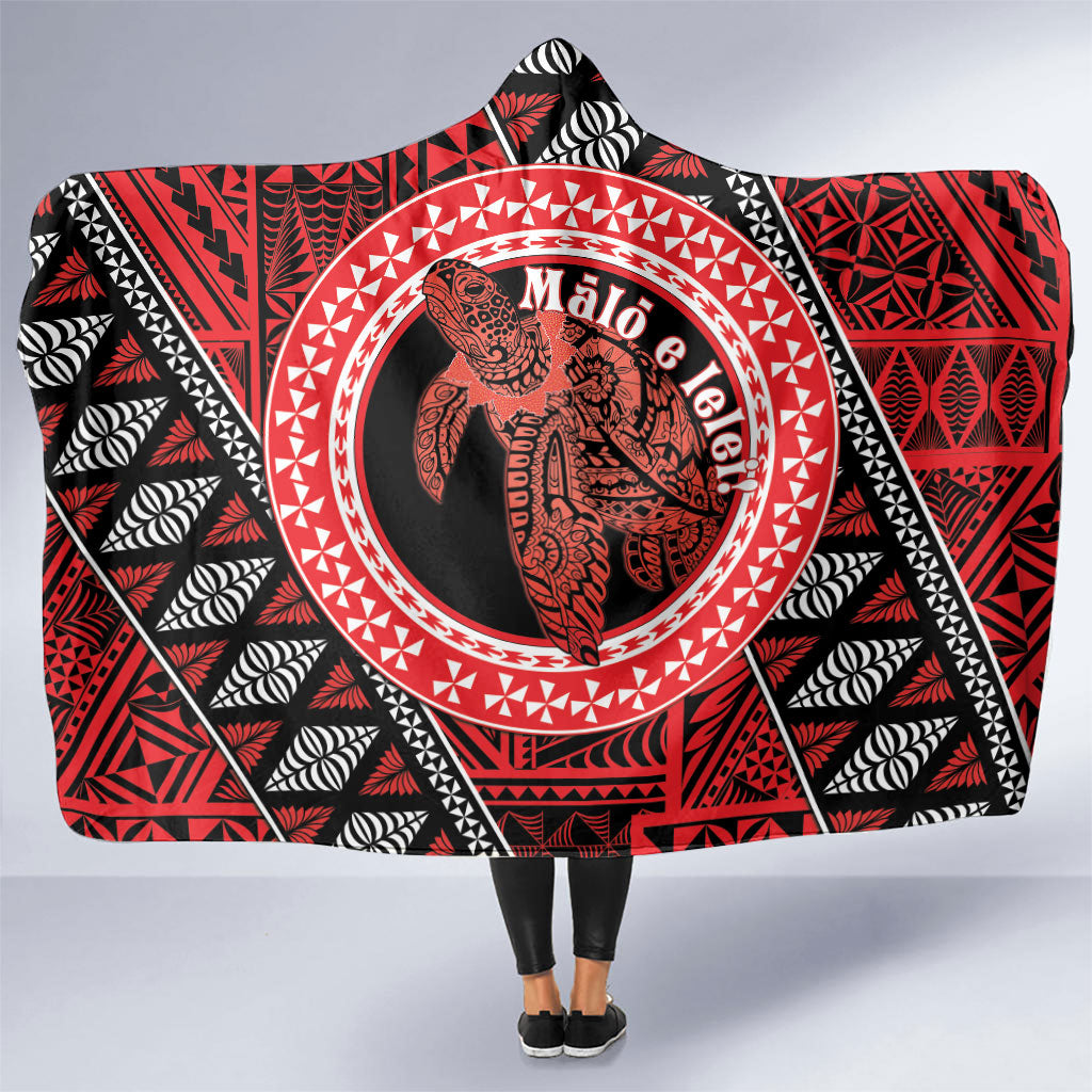 Tonga Language Week Hooded Blanket Heilala Turtle Malo E Lelei LT22 One Size Red - Polynesian Pride