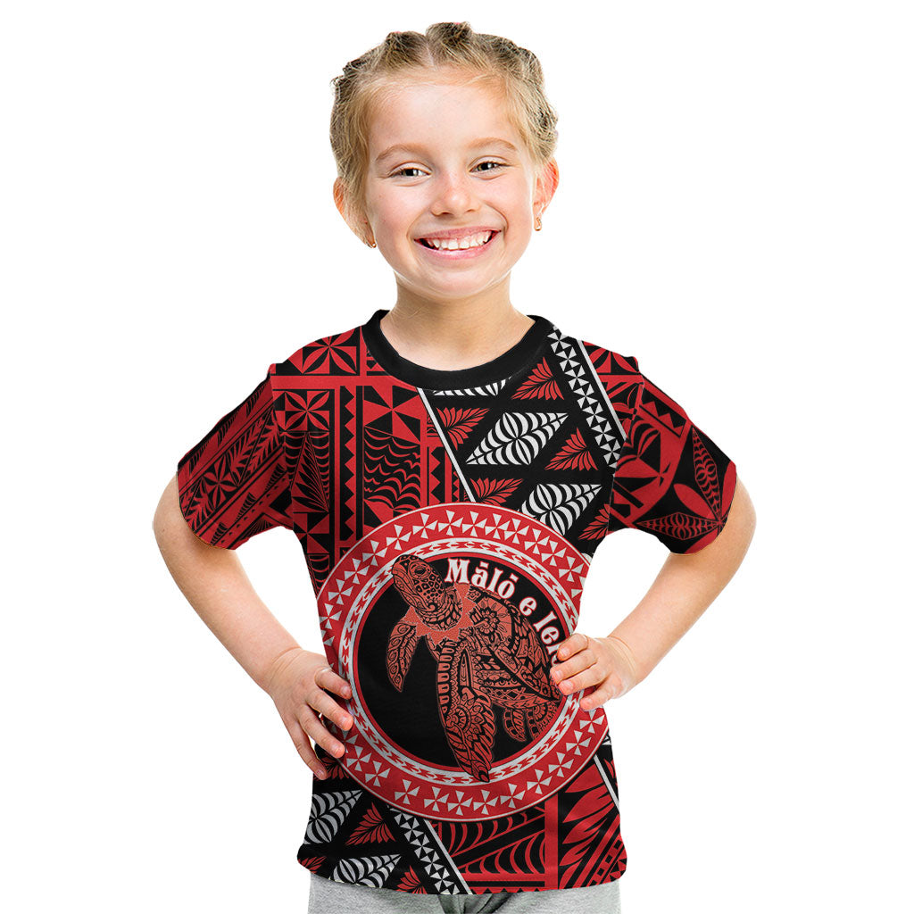 Personalised Tonga Language Week Kid T Shirt Heilala Turtle Malo E Lelei LT22 Red - Polynesian Pride