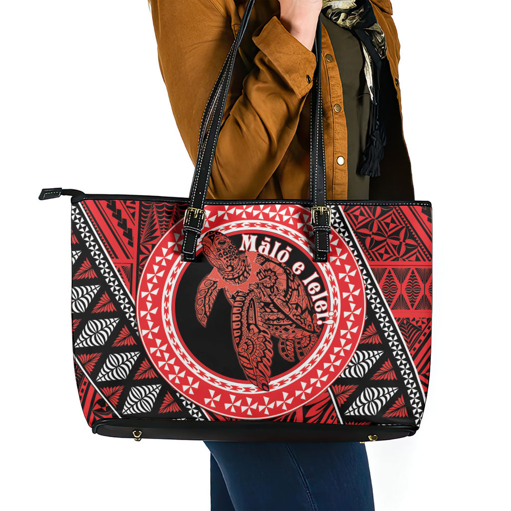 Tonga Language Week Leather Tote Bag Heilala Turtle Malo E Lelei LT22 - Polynesian Pride