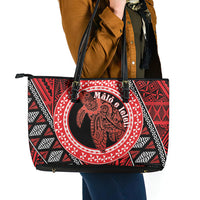 Tonga Language Week Leather Tote Bag Heilala Turtle Malo E Lelei LT22 - Polynesian Pride