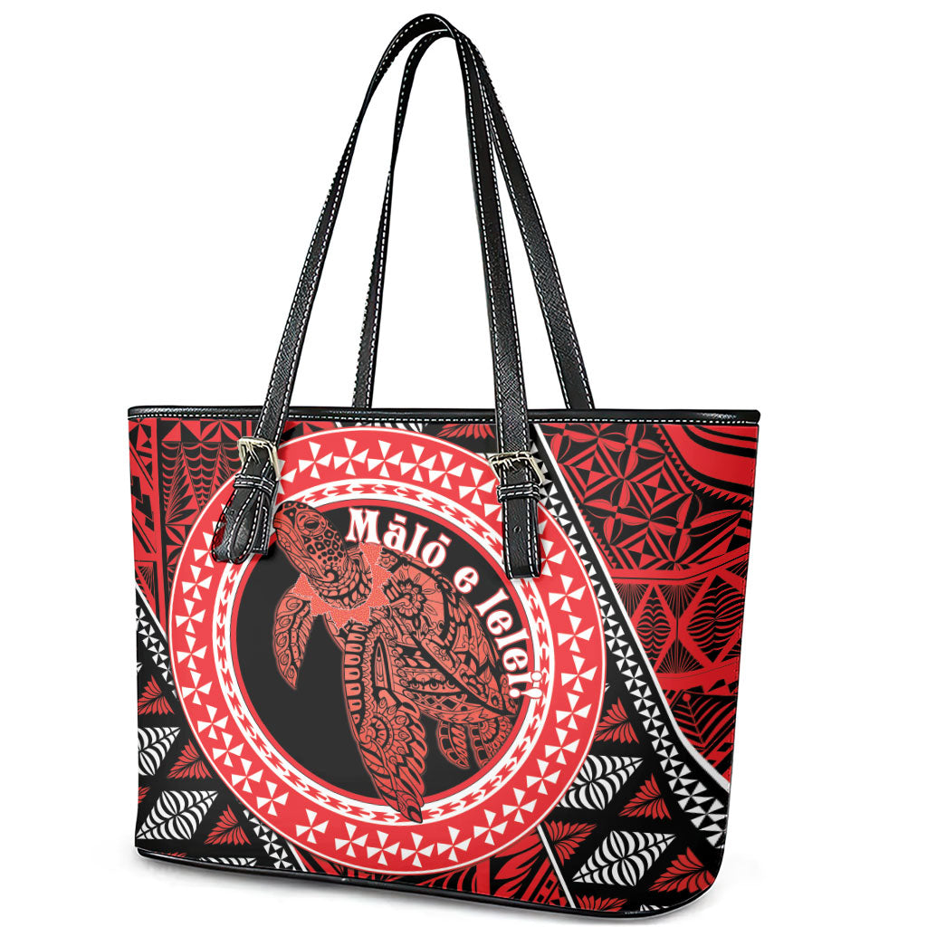 Tonga Language Week Leather Tote Bag Heilala Turtle Malo E Lelei LT22 - Polynesian Pride