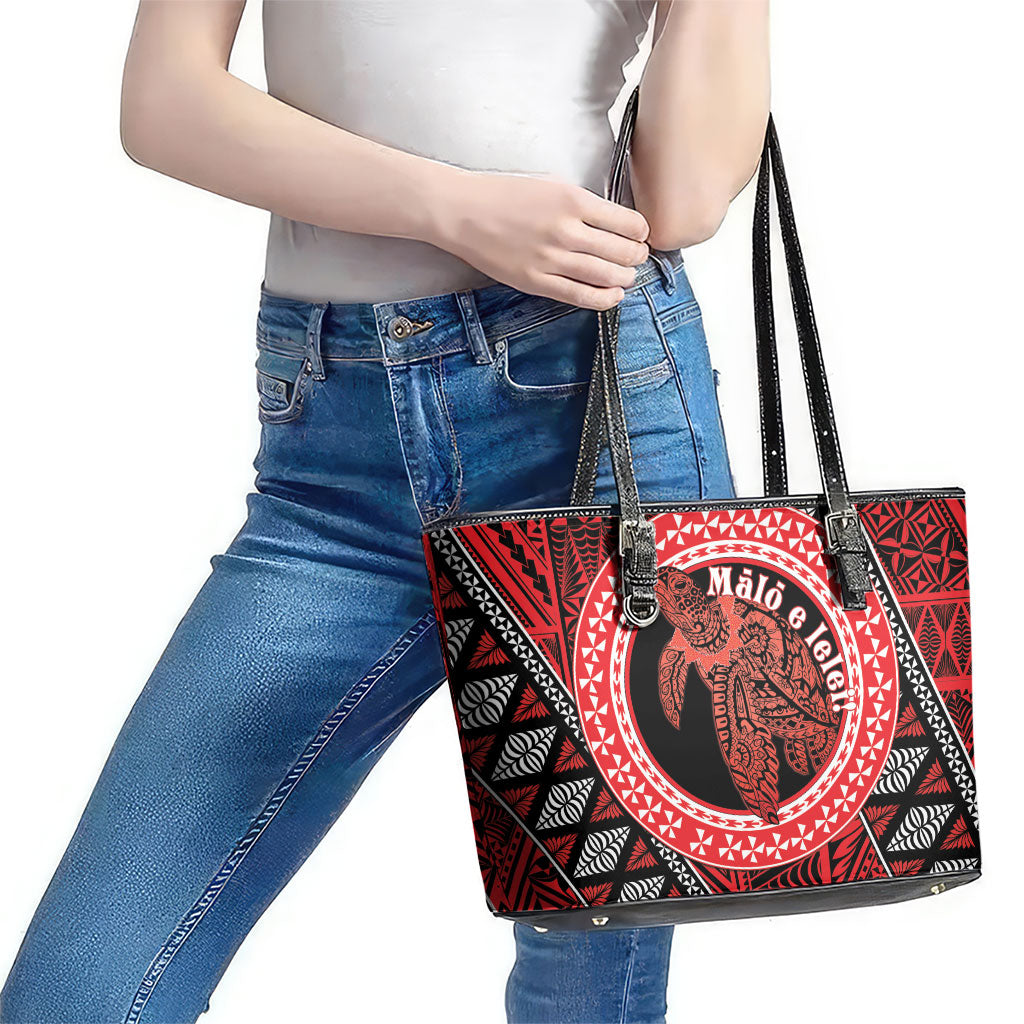 Tonga Language Week Leather Tote Bag Heilala Turtle Malo E Lelei LT22 - Polynesian Pride