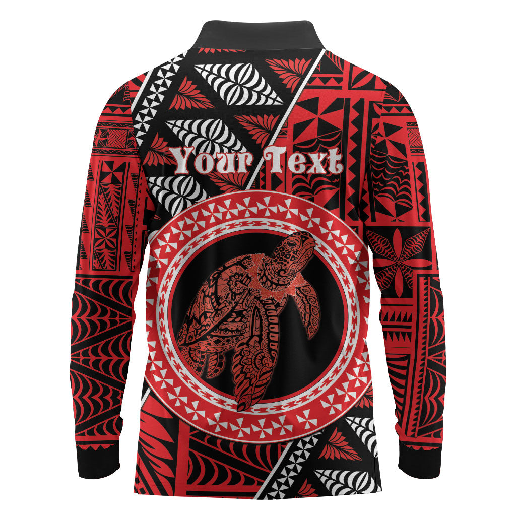 Personalised Tonga Language Week Long Sleeve Polo Shirt Heilala Turtle Malo E Lelei LT22 - Polynesian Pride