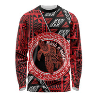 Personalised Tonga Language Week Long Sleeve Shirt Heilala Turtle Malo E Lelei LT22 Unisex Red - Polynesian Pride