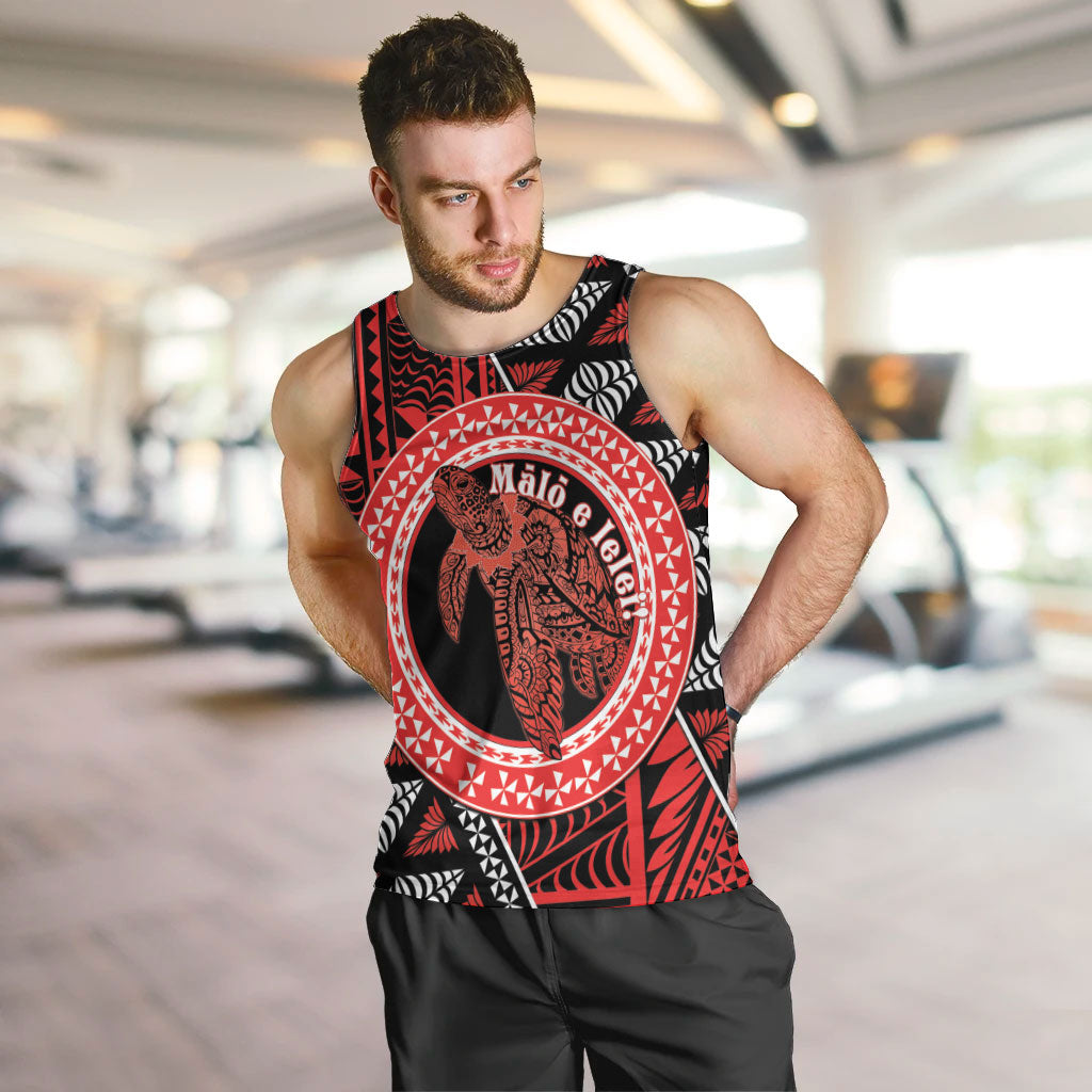 Personalised Tonga Language Week Men Tank Top Heilala Turtle Malo E Lelei LT22 Red - Polynesian Pride