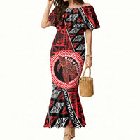 Personalised Tonga Language Week Mermaid Dress Heilala Turtle Malo E Lelei LT22 Women Red - Polynesian Pride