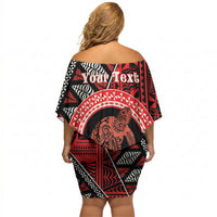 Personalised Tonga Language Week Off Shoulder Short Dress Heilala Turtle Malo E Lelei LT22 - Polynesian Pride