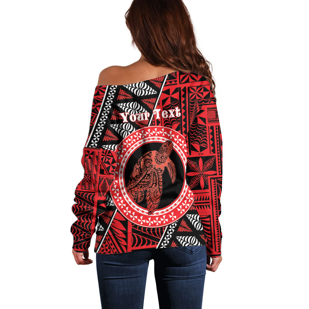Personalised Tonga Language Week Off Shoulder Sweater Heilala Turtle Malo E Lelei LT22 - Polynesian Pride