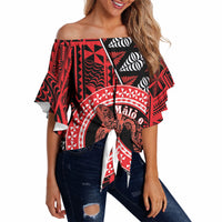 Personalised Tonga Language Week Off Shoulder Wrap Waist Top Heilala Turtle Malo E Lelei LT22 - Polynesian Pride