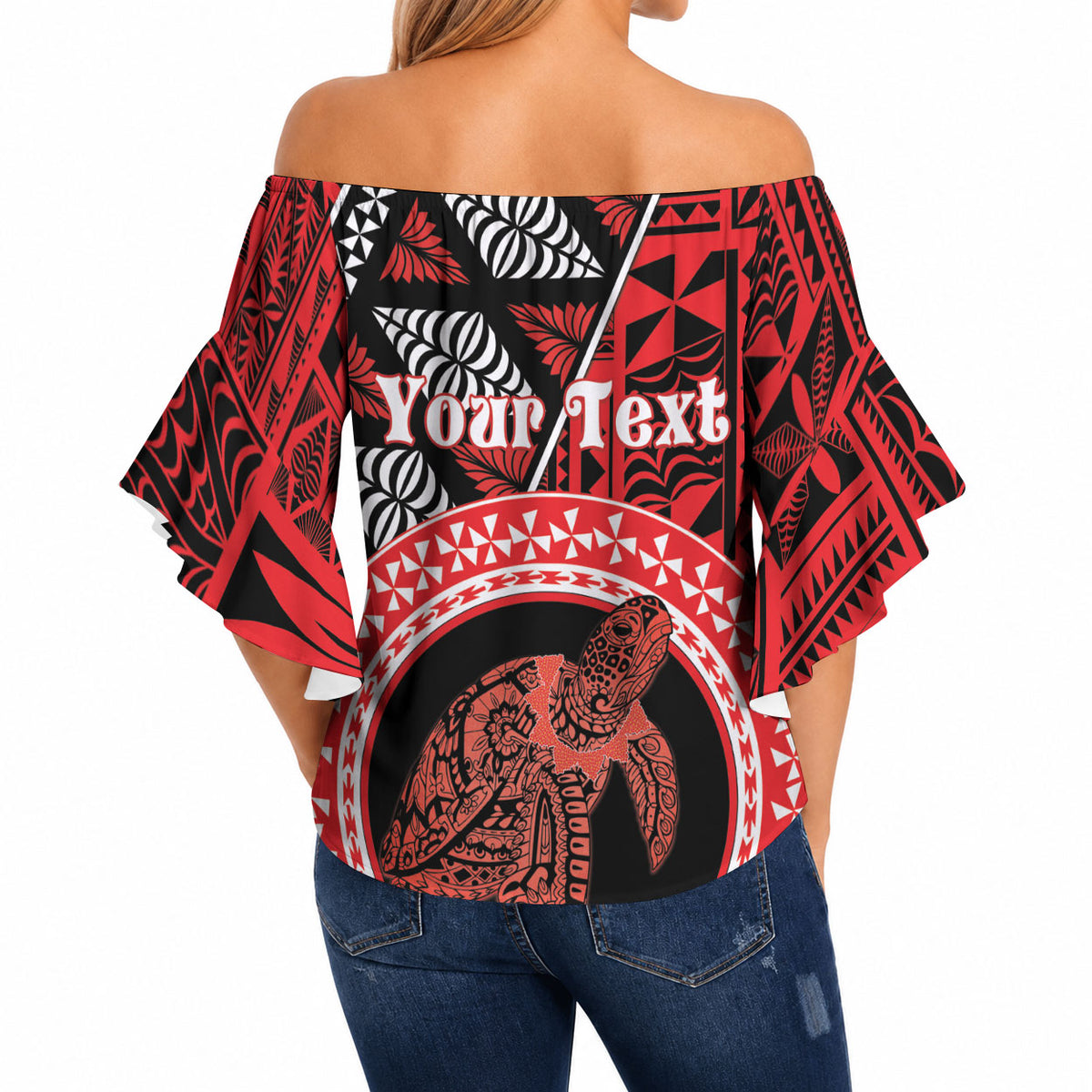 Personalised Tonga Language Week Off Shoulder Wrap Waist Top Heilala Turtle Malo E Lelei LT22 - Polynesian Pride