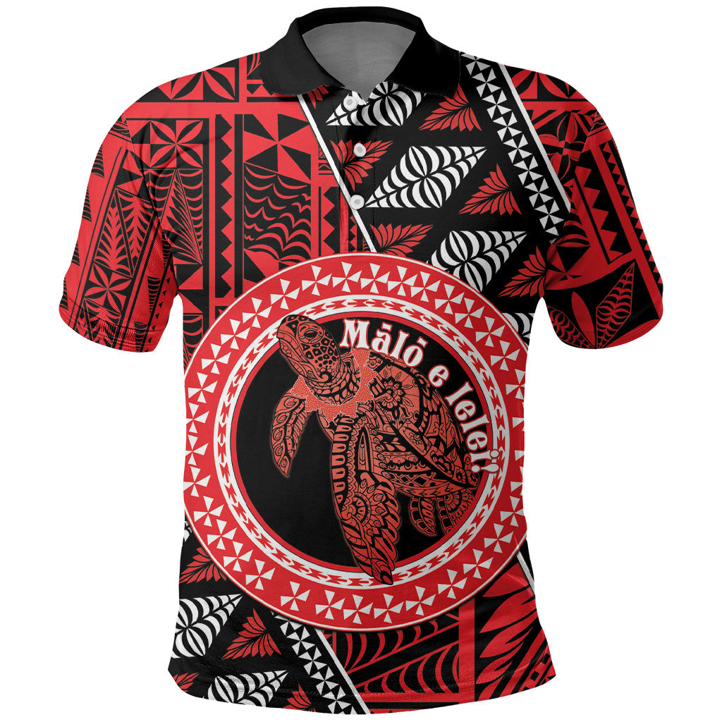 Personalised Tonga Language Week Polo Shirt Heilala Turtle Malo E Lelei LT22 Red - Polynesian Pride