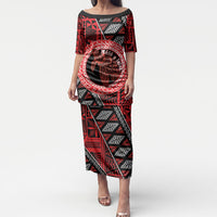 Personalised Tonga Language Week Puletasi Heilala Turtle Malo E Lelei LT22 Long Dress Red - Polynesian Pride