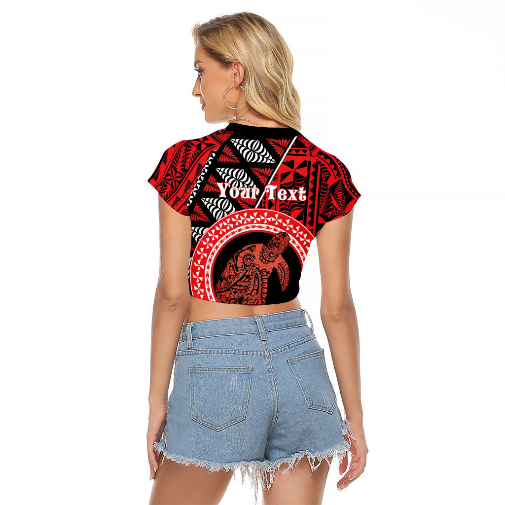 Personalised Tonga Language Week Raglan Cropped T Shirt Heilala Turtle Malo E Lelei LT22 - Polynesian Pride