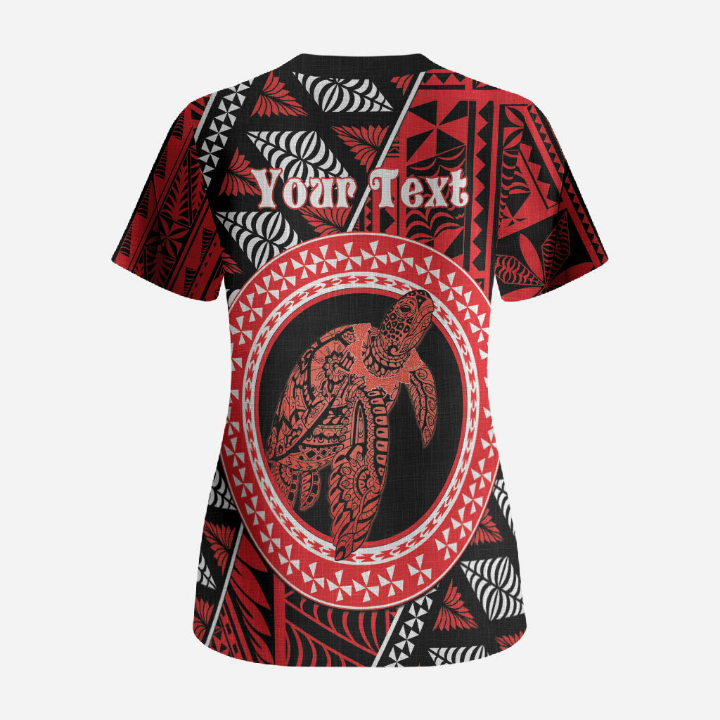 Personalised Tonga Language Week Scrub Top Heilala Turtle Malo E Lelei LT22 - Polynesian Pride