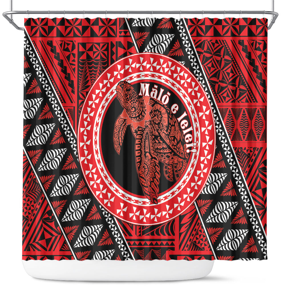 Tonga Language Week Shower Curtain Heilala Turtle Malo E Lelei LT22 Red - Polynesian Pride