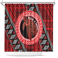 Tonga Language Week Shower Curtain Heilala Turtle Malo E Lelei LT22 Red - Polynesian Pride