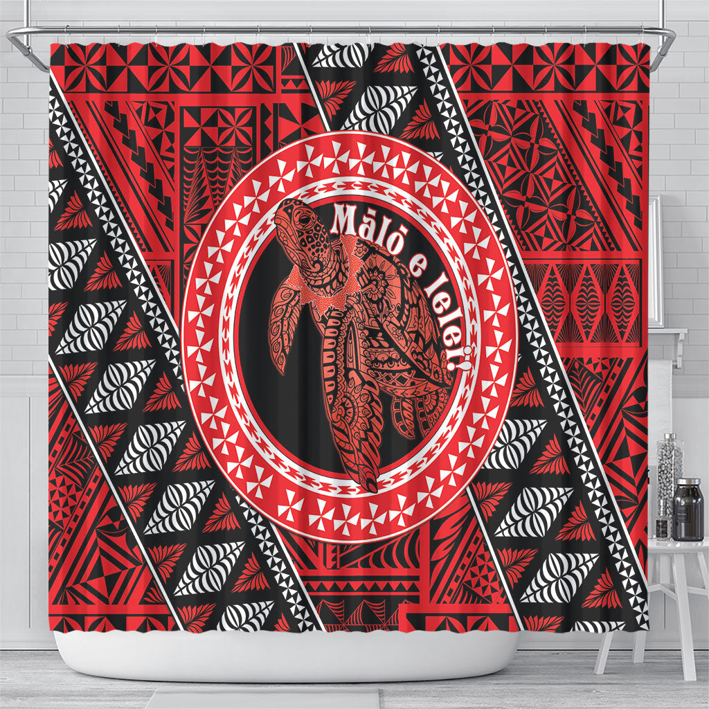 Tonga Language Week Shower Curtain Heilala Turtle Malo E Lelei LT22 - Polynesian Pride