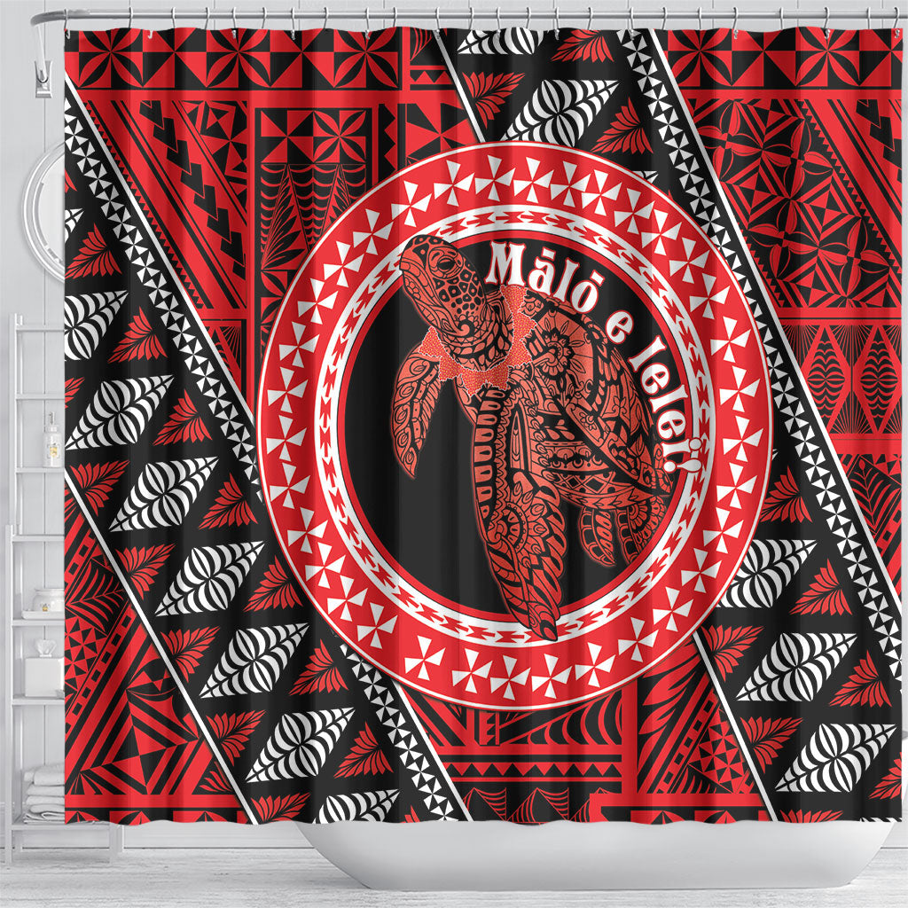 Tonga Language Week Shower Curtain Heilala Turtle Malo E Lelei LT22 - Polynesian Pride