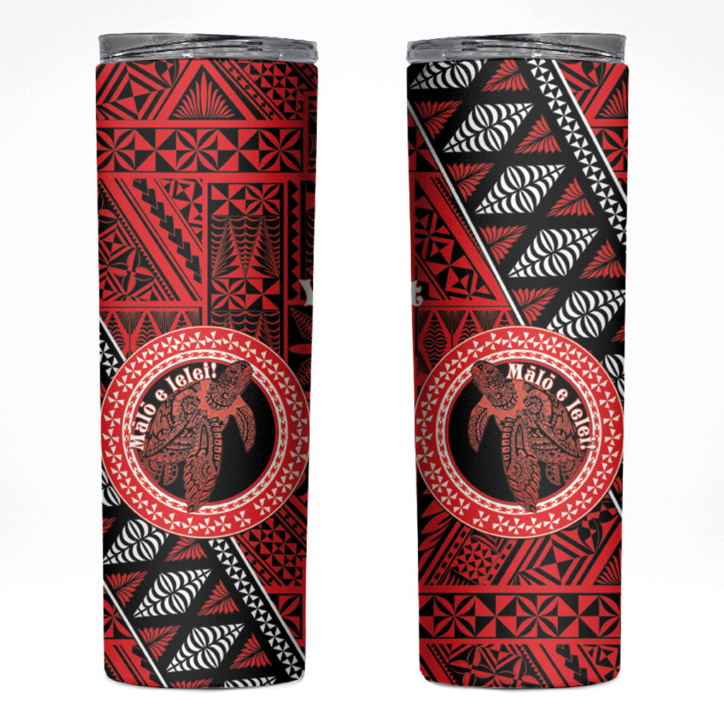 Personalised Tonga Language Week Skinny Tumbler Heilala Turtle Malo E Lelei LT22 Red - Polynesian Pride